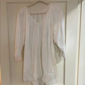 White Smocked Puff Sleeve Blouse